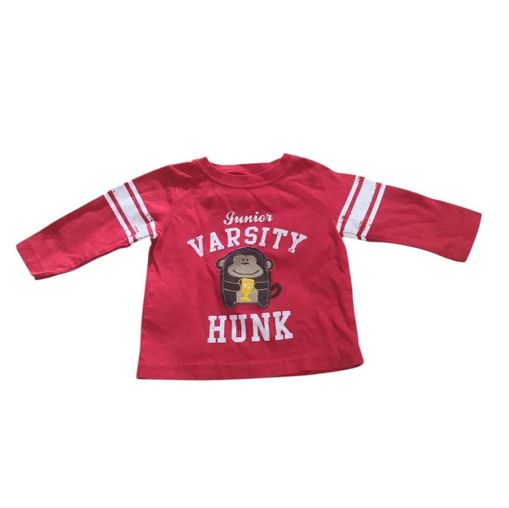 Carter's Red Long Sleeve Varsity Tee Size 6 Months.